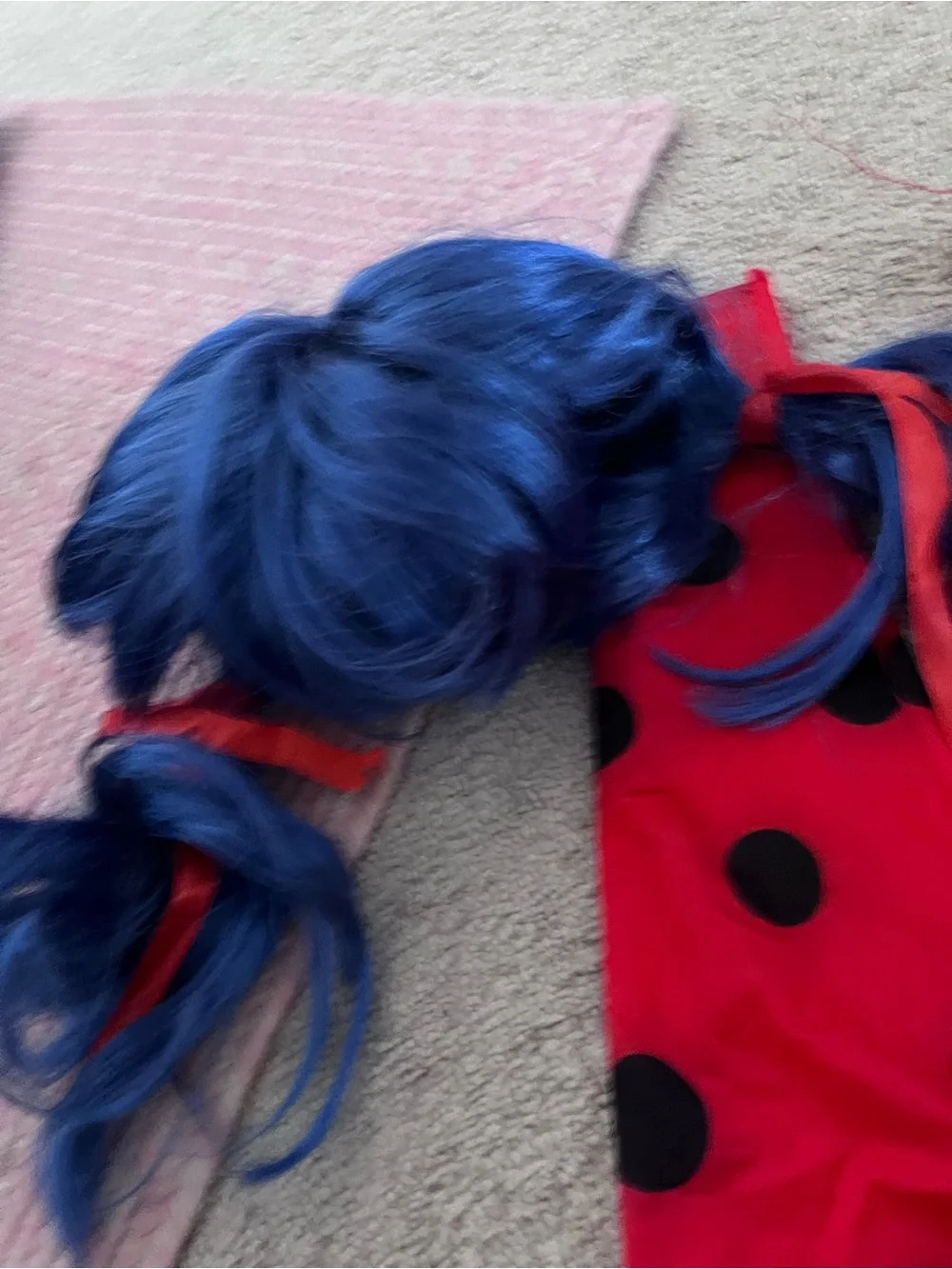 Miraculous Lady Bug Kids Superhero Costume with Blue Wig